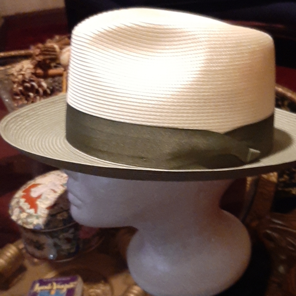 Dobbs STRAW mens Panama color Green and pale white